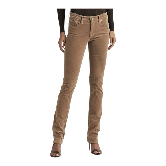 Ralph Lauren Women's Stretch Corduroy Mid-Rise Straight Pants Truffle color - Picture 1 of 10